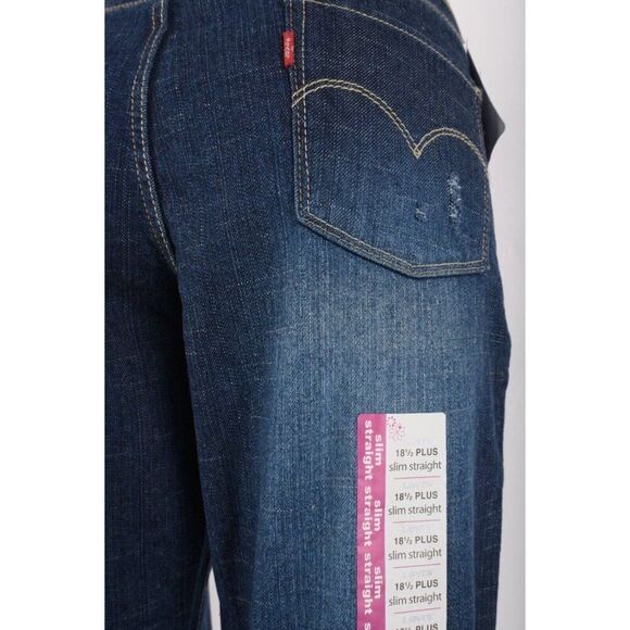 Levi's Girls Jeans Size 18.5 Plus Blue Slim Straight adjustable waist NWT - Picture 5 of 7